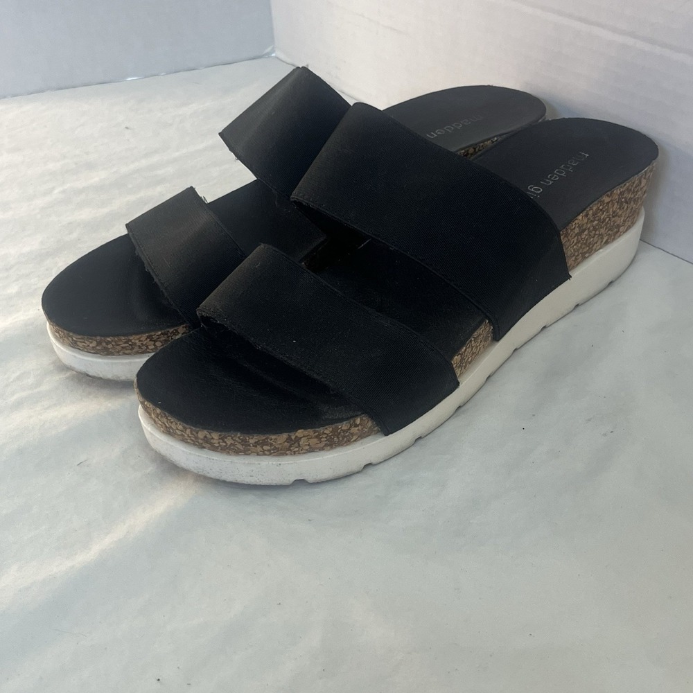 Madden Girl Sandal Black sz 7.5 Wedge Platform‎ Double Strap